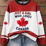 Canada Hockeys Just A Girl Who Loves Canada Printed Sweatshirt