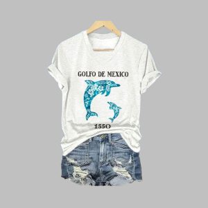 Women's Golfo De Mexico 1550 Print V-Neck T-Shirt
