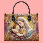 Divine Madonna And Child Leather Bag