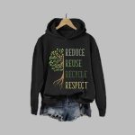 Earth Day Reduce Reuse Recycle Printed Hoodie