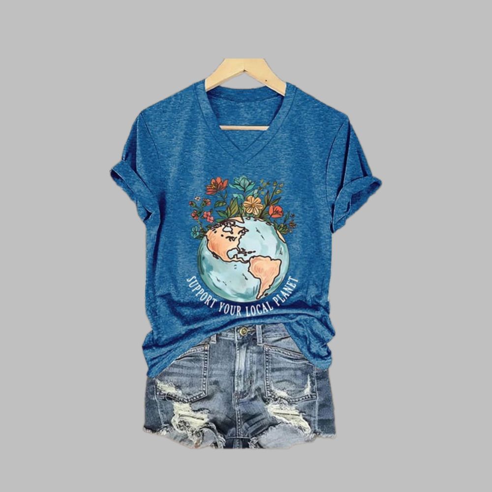 Earth Day Support Your Local Planet Print T-Shirt