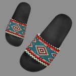 Ethnic Geometric Red Pattern Slide Sandals