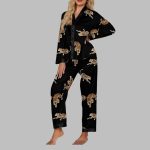 Gold Leopard Black Long Sleeve Pajama Set