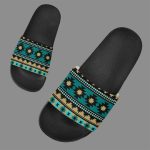 Green Ethnic Aztec Slide Sandals