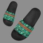 Green Kokopelli Myth Native American Slide Sandals