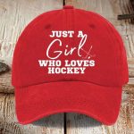 Just A Girl Who Loves Hockey Print Baseball Hat
