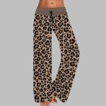 Leopard Contrast Wide Leg Pants For Women