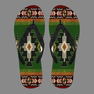 Southwest Green Symbol Native American Flip Flops