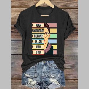 women's Never Underestimate The Power Of A Girl With A Book T-Shirt