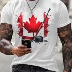 Men's Canada Hockey Printed Casual Crew Neck T-Shirt
