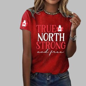 Women's True North Strong And Free Print T-Shirt