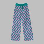 Plaid Contrast Wide Leg Pants For Women