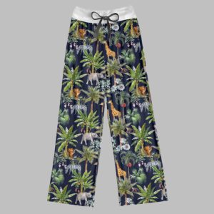 Safari Animal Contrast Wide Leg Pants For Women 1