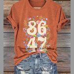 Retro Flowers 8647 Print T-Shirt