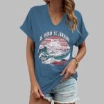 Women's Gulf Of Mexico Print V-Neck Short Sleeve T-Shirt
