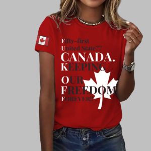 Women's Keep Canada Free Forever Printed Short-Sleeved T-Shirt