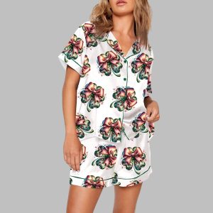 St. Patrick's Day Disco Shamrock Print Pajama Set