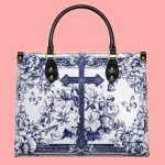 The Cross Amidst Blooming Faith Leather Bag