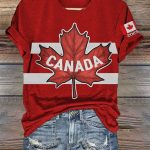 Women's Canada 2025 Print Short Sleeve Casual T-Shirt