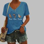 Women's Animal FDT Flicker Dodo Titmouse Printed V-Neck T-Shirt