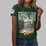 Women's Protect Our National Parks Print Round Neck T-Shirt
