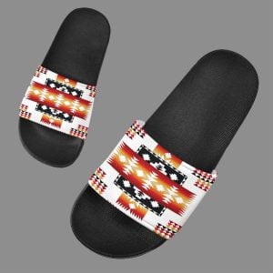White Tribes Pattern Native American Slide Sandals