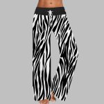 Zebra Print Contrast Wide Leg Pants