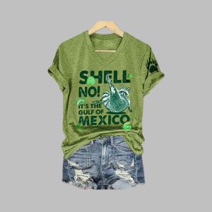 Women's Shell No It's The Gulf Of Mexico Print V-Neck T-Shirt