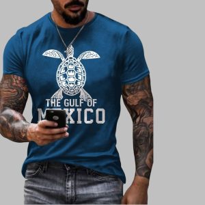 Men's Turtle The Gulf Of Mexico Printed Casual Crew Neck T-Shirt