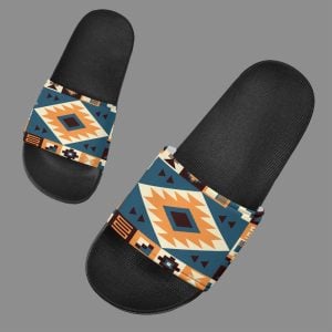 Navy Arrow Pattern Slide Sandals