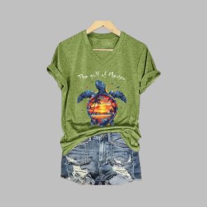 Women's The Gulf of Mexico Print V-Neck T-Shirt