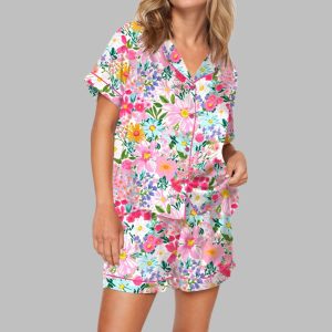 Colorful Flowers Floral Pajama Set 1