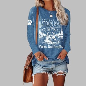 Women's Protect Our National Parks Print Casual T-Shirt