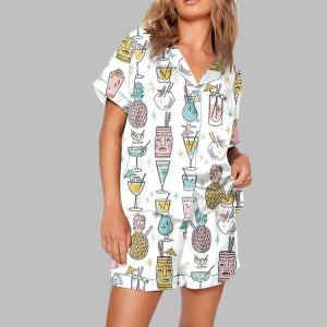 Tropical Cocktails Hawaiian Drinks Pajama Set 1
