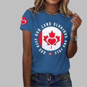 Canada God Keep Our Land Glorious And Free Print T-Shirt