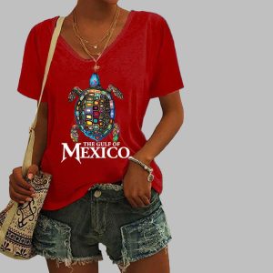 Women's The Gulf Of Mexico Turtle Print Casual T-Shirt