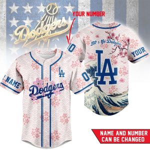 Let's Go Dodgers Cherry Blossom Baseball Jersey