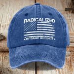 American flag RADICALIZED BY BASIC DECENCY printed hat