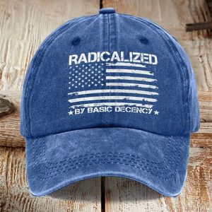 American flag RADICALIZED BY BASIC DECENCY printed hat 1