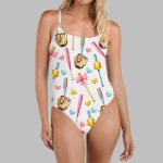 Coquette Softball Spaghetti Straps One Piece Swimsuit For Women