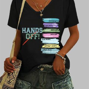 Womens FDT Hands Off Print Casual T Shirt 1