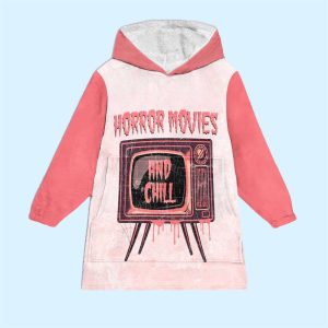 Horror Movie And Chill Blanket Hoodie