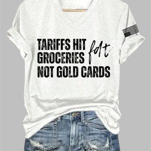 FDT Tariffs Hit Groceries Not Gold CardsPrint T Shirt 1