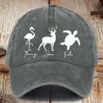 Flamingo Deer Turtle Print Baseball Cap