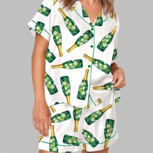 Floral Champagne Bottle Pajama Set 1