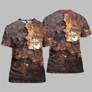 Retro Aged Rust Printed Casual Tee 1