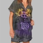 Justin Jefferson Poster Neon Vikings Pajama Set