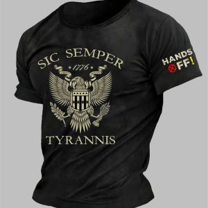 Mens Sic Semper Tyrannis 1776 Tyrannis Vintage T Shirt 1