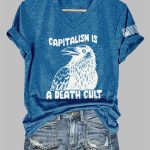 V-Neck Capitalism Is A Death Cult Print T-Shirt