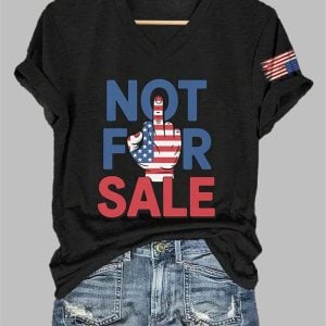 V Neck My Vote Is Not For Sale Print T Shirt 1